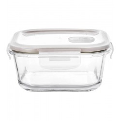 Pote 520ml 13,7x13,7x6,5cm Hermético Quadrado Em Vidro Borossilicato Com Tampa